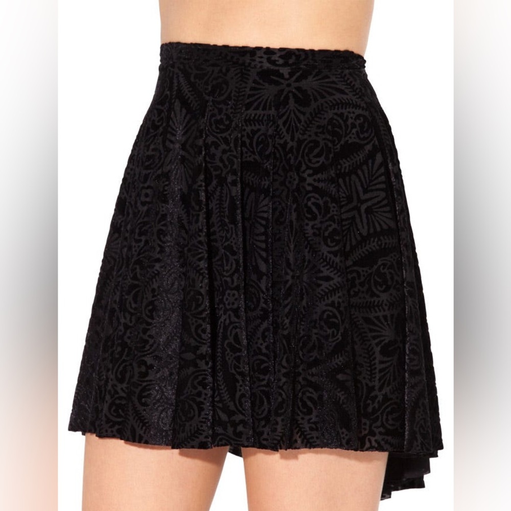 BlackMilk Clothing burned velvet skater skirt, black, small